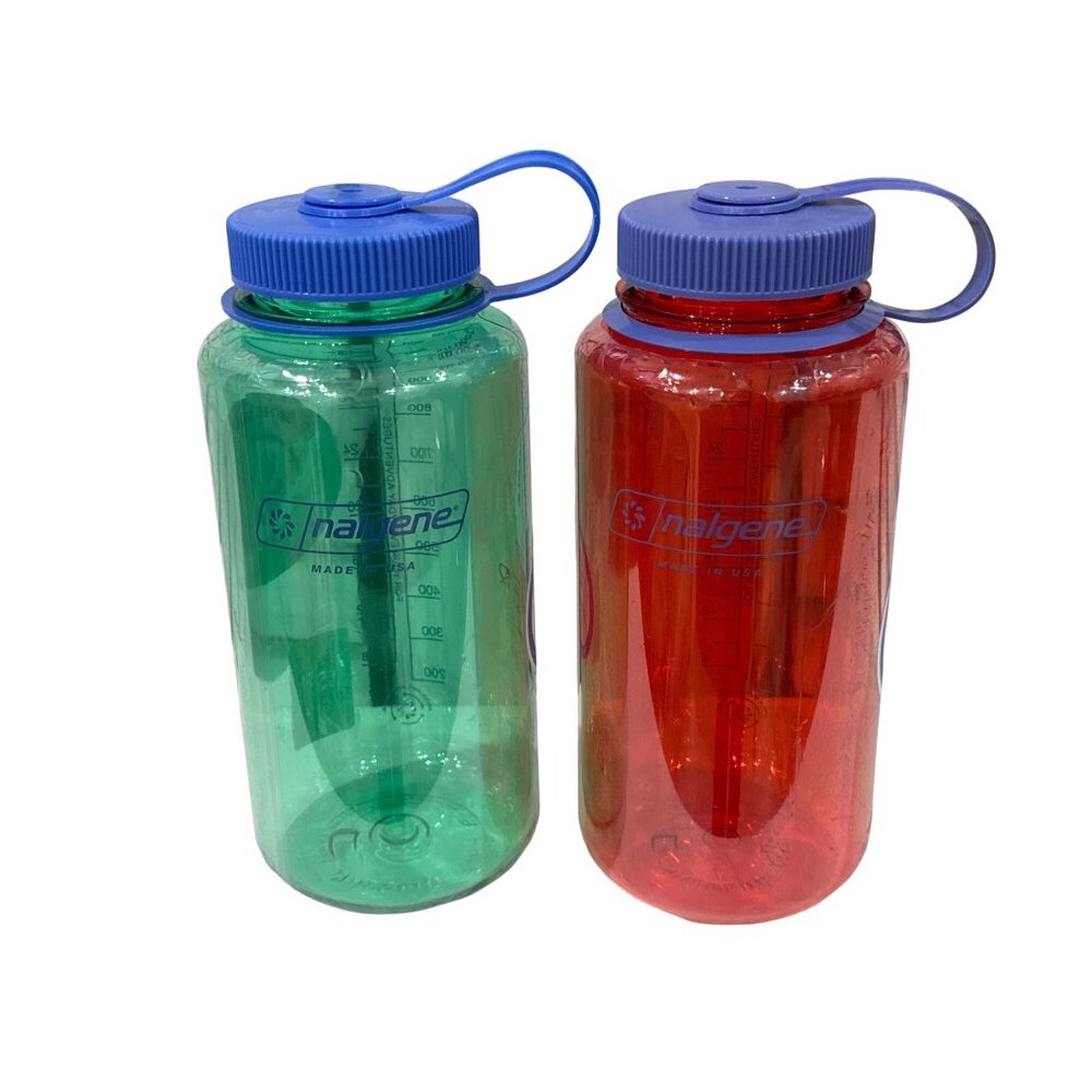 Nalgene Wide Mouth Water Bottles 32oz PA-Free Durable Plastic With Loop-Top Lid